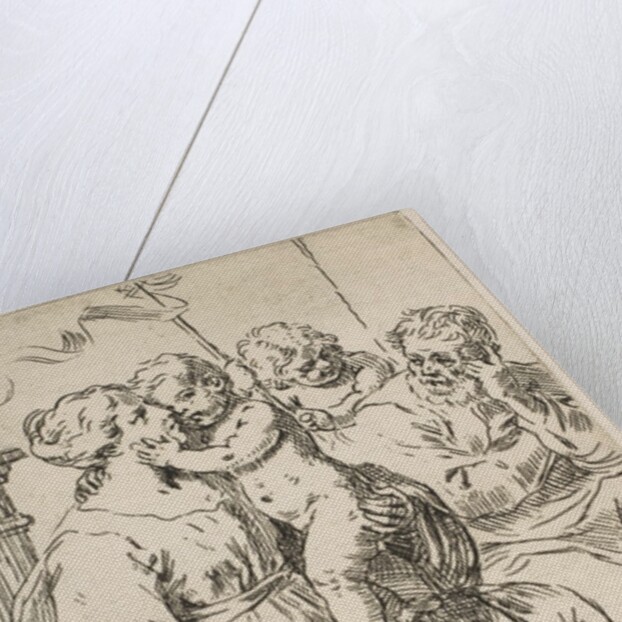 Holy Family with St. John the Baptist, ca. 1640-1642 by Simone Cantarini