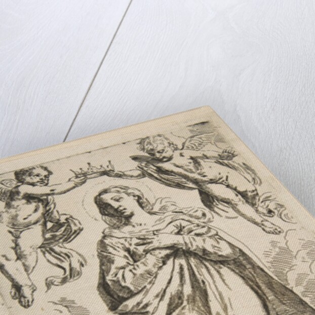 The Virgin being crowned by two angels, copy after Cantarini, 17th century by Unknown