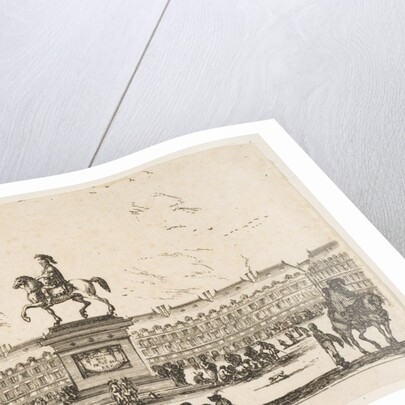 Plate 3: La Place Royale, equestrian statue of Louis XIII in profile facing the left in ce…, 1642 by Stefano della Bella