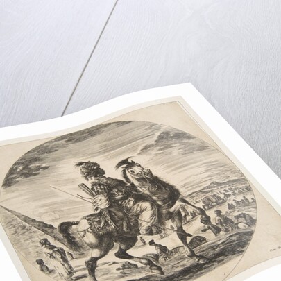 Moorish horseman in profile facing right, in the background a pyramid at left, many fi…, ca. 1651 by Stefano della Bella