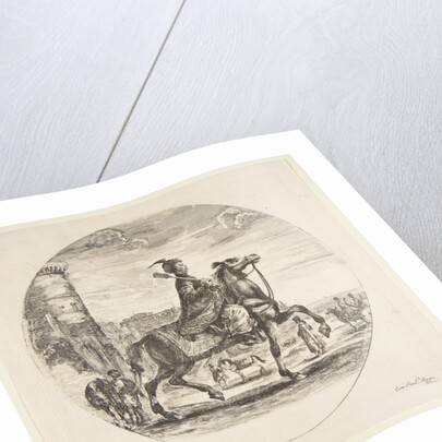 Polish horseman in profile facing right, a tower and other figures on horses in backgr…, ca. 1651 by Stefano della Bella