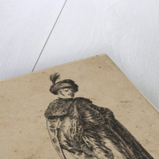 Polish man with a mustache wearing a fur coat and a hat with a feather, ca. 1648 by Stefano della Bella