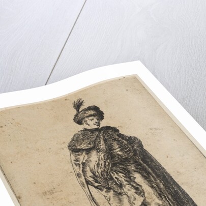 Polish man with a mustache wearing a fur coat and a hat with a feather, ca. 1648 by Stefano della Bella