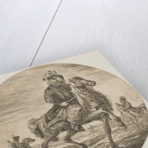 Hungarian horseman riding towards the right, other horsemen in the background, a circu…, ca. 1651 by Stefano della Bella