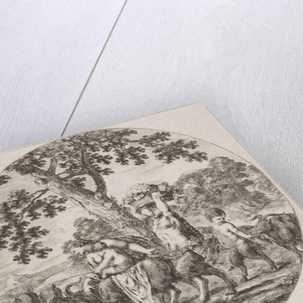 Satyr family walking towards the left with two goats and a basket of grapes, ca. 1657 by Stefano della Bella