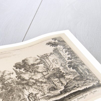 Plate 4: two pilgrims observing ruins to right, one pointing towards the right, a shep…, ca. 1641 by Stefano della Bella
