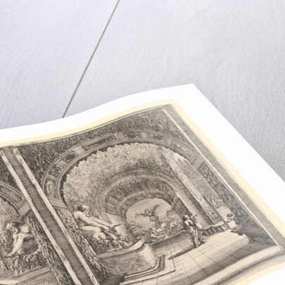 Two views of a grotto, both views with a fountain with a seated statue, seen from the …, ca. 1653 by Stefano della Bella