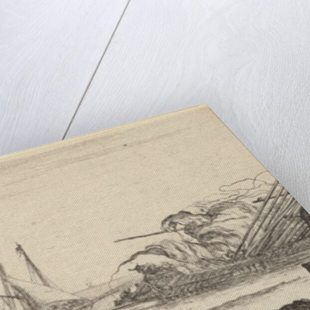 A naval battle, a rowboat full of men to left, a sinking ship to right, two galleys ba…, ca. 1641 by Stefano della Bella