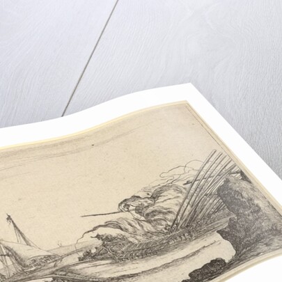 A naval battle, a rowboat full of men to left, a sinking ship to right, two galleys ba…, ca. 1641 by Stefano della Bella