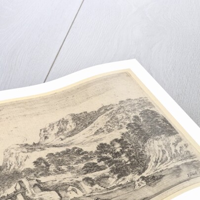 A mule carrying a woman and a peasant walking with a mule to left, a fisherman to righ…, ca. 1641 by Stefano della Bella