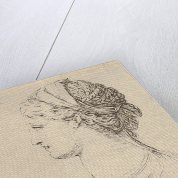 Plate 3: head of a woman with braided hair, turned in profile to the right, from 'Various …, 1650 by Stefano della Bella