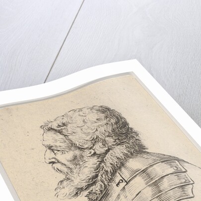 Plate 7: bust of a bearded soldier wearing armor, facing left in profile, from 'Various he…, 1650 by Stefano della Bella
