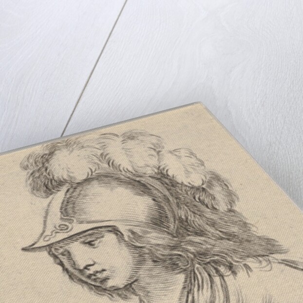 Plate 9: bust of Minerva, wearing a helmet with feathers, looking towards the left, from '…, 1650 by Stefano della Bella