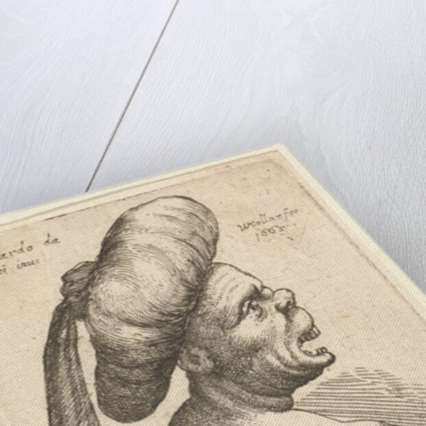 Bust of woman with wide open mouth and up-turned nose, wearing large flat turban with clot…, 1665 by Wenceslaus Hollar