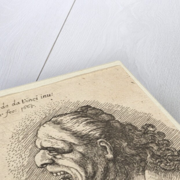 Bust of woman with wide-open mouth and long curly hair falling over her shoulders, wearing…, 1665 by Wenceslaus Hollar