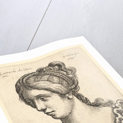 Bust of a woman looking downwards towards left with elaborately decorated hair, 1648 by Wenceslaus Hollar