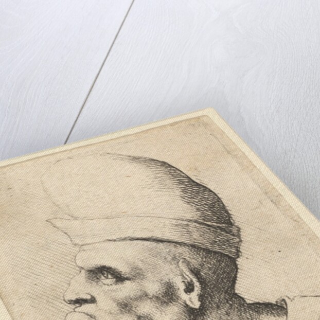 Bust of a deformed man wearing a bulbous hat in profile to the left, 1625-77 by Wenceslaus Hollar