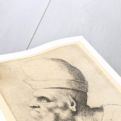 Bust of a deformed man wearing a bulbous hat in profile to the left, 1625-77 by Wenceslaus Hollar