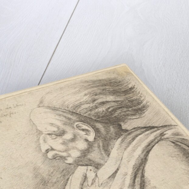 Man with caricatured features and hair streaming behind, in half-length to left, 1648 by Wenceslaus Hollar