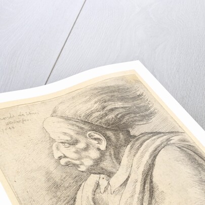 Man with caricatured features and hair streaming behind, in half-length to left, 1648 by Wenceslaus Hollar