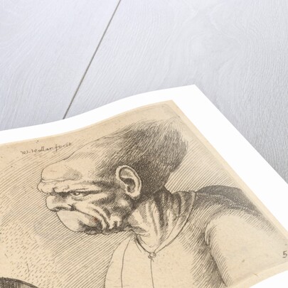 Two deformed heads facing inwards, 1625-77 by Wenceslaus Hollar