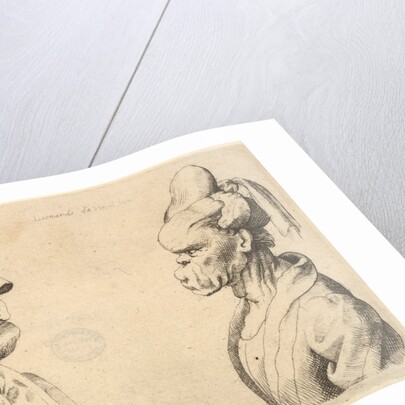 Two deformed heads facing each other, 1625-77 by Wenceslaus Hollar