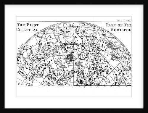 First part of the star chart of the Southern Celestial Hemisphere showing constellations, 1747 by Unknown