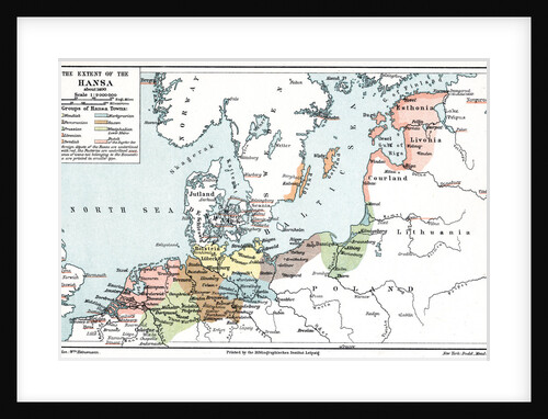 Map of the extent of the Hanseatic League in about 1400 by Unknown