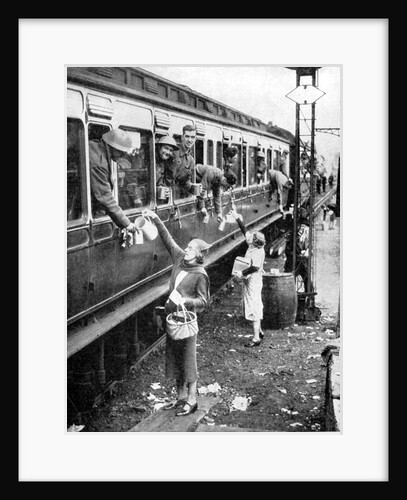 Local residents supplying refreshments to soldiers evacuated from Dunkirk, World War II, 1940 by Unknown