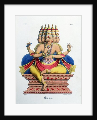 Brahma, first god of the Hindu trinity (trimurti), and creator of the universe, c19th century by A Geringer