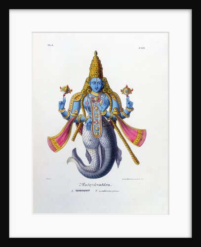 Vishnu, one of the gods of the Hindu trinity (trimurti), c19th century by A Geringer