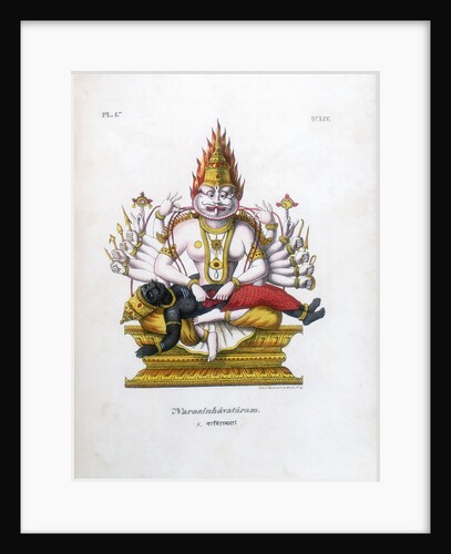 Vishnu, one of the gods of the Hindu trinity (trimurti), c19th century by A Geringer