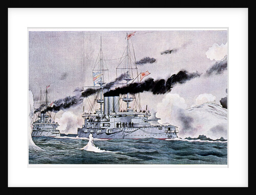 Japanese naval squadron steaming to bombard Port Arthur, Russo-Japanese War 1904-1905 by Unknown