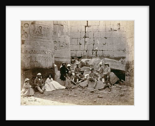 Group photograph in the Hall of Columns, Karnak, Egypt, 1862 by Francis Bedford