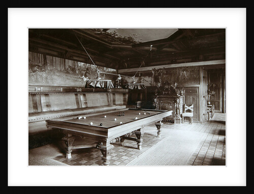 The billiard room, Imperial Palace, Bialowieza Forest, Russia, late 19th century by Mechkovsky