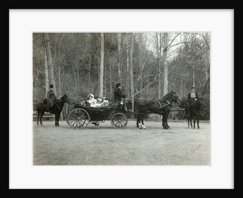 Tsar Nicholas II of Russia with his family in the park of Tsarskoye Selo, Russia, 1900s. by K von Hahn