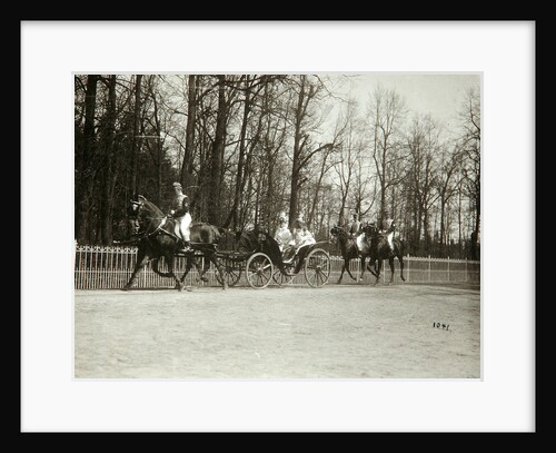 Tsar Nicholas II and Tsarina Alexandra Fyodorovna of Russia in a carriage, early 20th century by K von Hahn