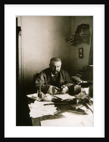 Alexander Kuprin, Russian author, at his desk, Gatchina, Russia, early 20th century. by Karl Karlovich Bulla