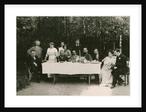 Visitors with Russian author Alexander Kuprin and his family, Gatchina, Russia, early 20th century by Unknown