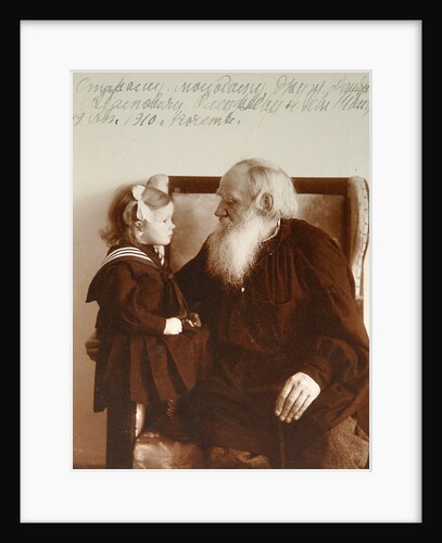 Russian author Leo Tolstoy with his granddaughter Tatiana, Yasnaya Polyana, Russia, c1910. by Vladimir Grigorievich Chertkov