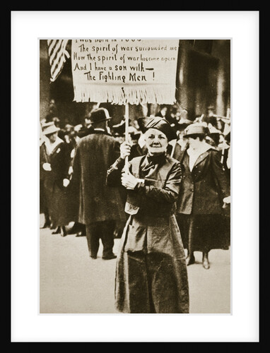Woman holding a placard in support of the war effort, USA, World War I, c1914-c1918 by Unknown