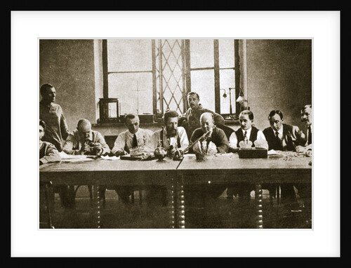 Soviet experts appraising the confiscated Russian crown jewels by Unknown