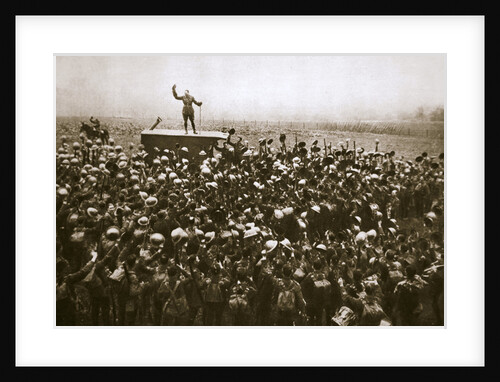 Colonel and men of the 9th East Surrey Regiment cheering the King, France, 12 November, 1918 by Unknown