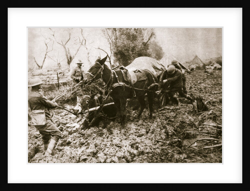 A British ammunition column finds it hard going, World War I, c1914-c1918 by Unknown