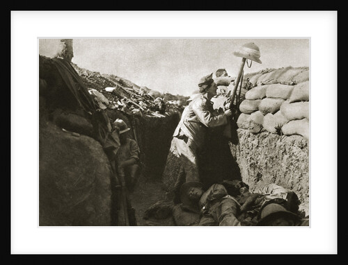 A Royal Irish Fusilier teases a Turkish sniper, Gallipoli, Turkey, World War I, c1915-c1916 by Unknown