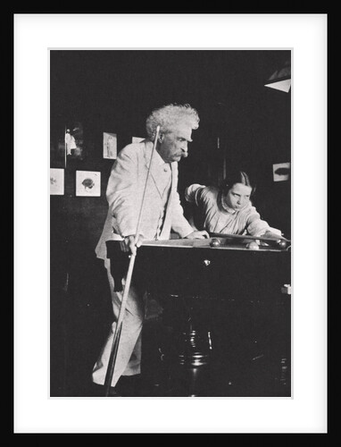 Mark Twain, American author, playing pool by Unknown