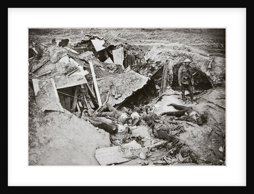 German machine-gun emplacement destroyed by British artillery fire, France, World War I, 1916 by Unknown