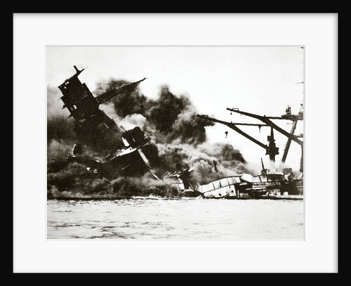 Battleship USS Arizona (BB-39) sinking during the attack on Pearl Harbour, 1941 by Unknown
