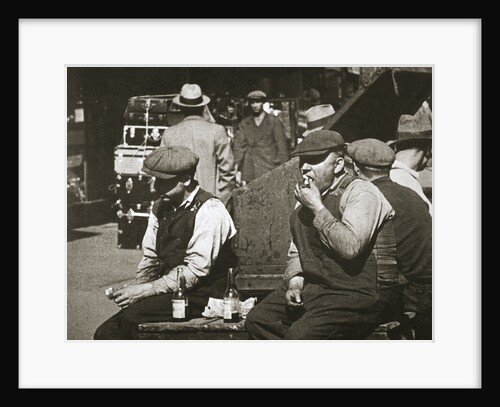 Day labourers having a hot dog and lemonade, Battery Park, New York, USA, early 1930s by Unknown