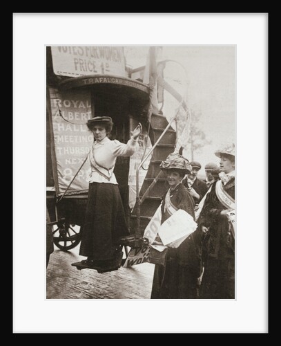 Barbara Ayrton, British suffragette, campaigning on the Votes for Women bus, October 1909 by Unknown
